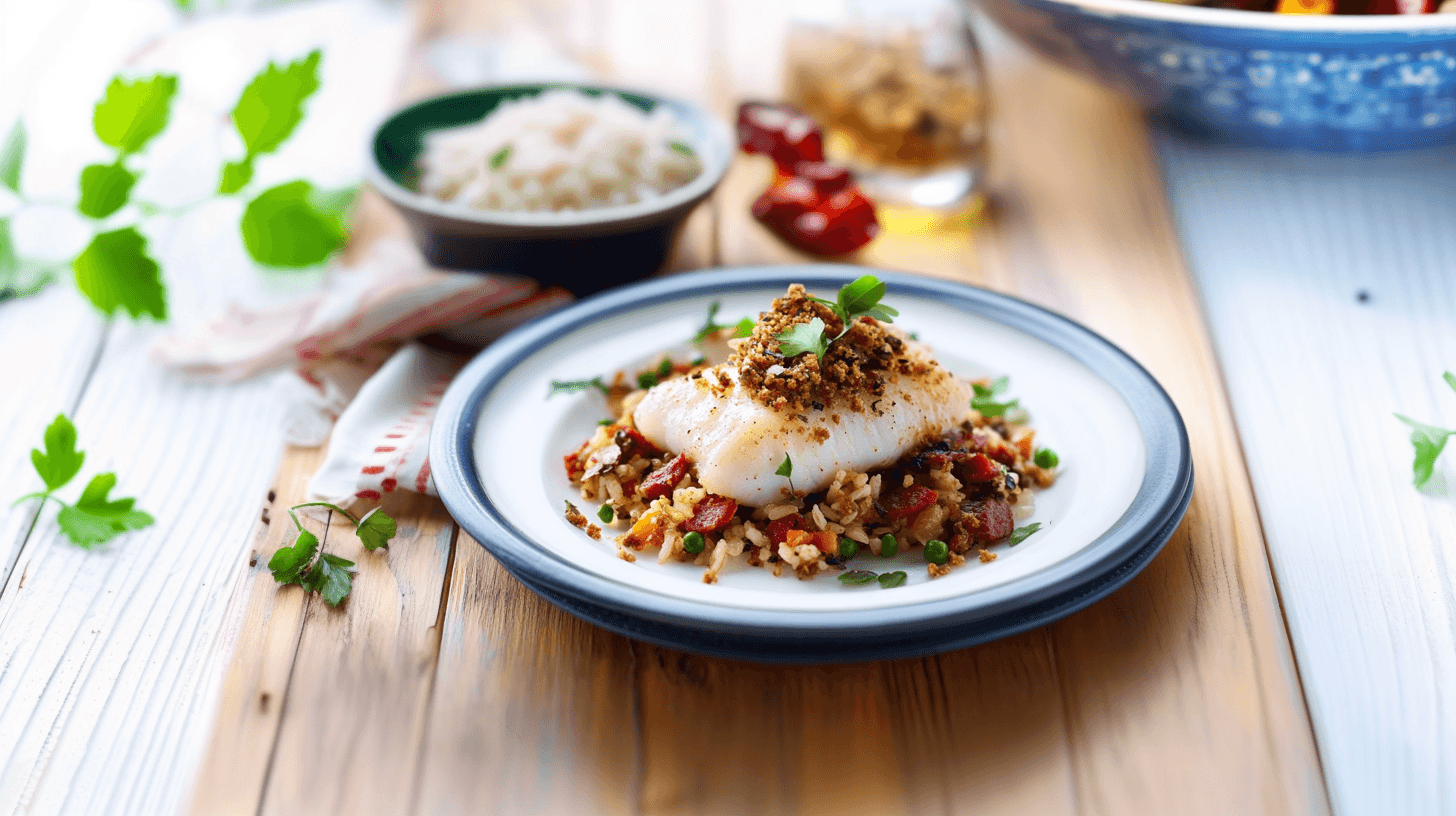 Image de la recette pour préparer Dos de cabillaud et crumble de chorizo