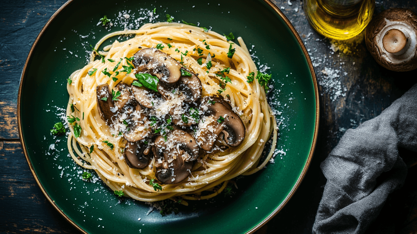 Image de la recette pour préparer Linguines aux champignons & mascarpone