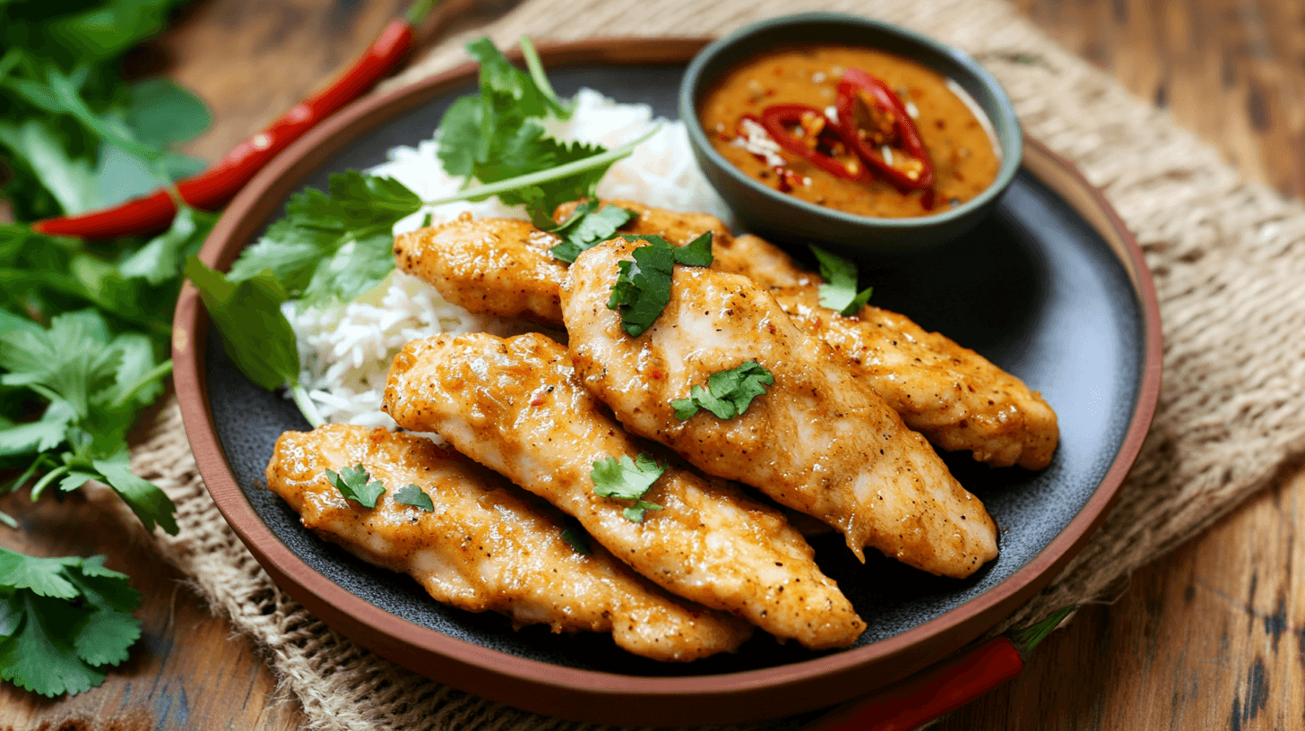 Image de la recette pour préparer Aiguillettes de poulet sauce Satay