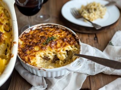 Image de l'article: Gratin de pâtes façon hachis parmentier : la recette familiale et économique